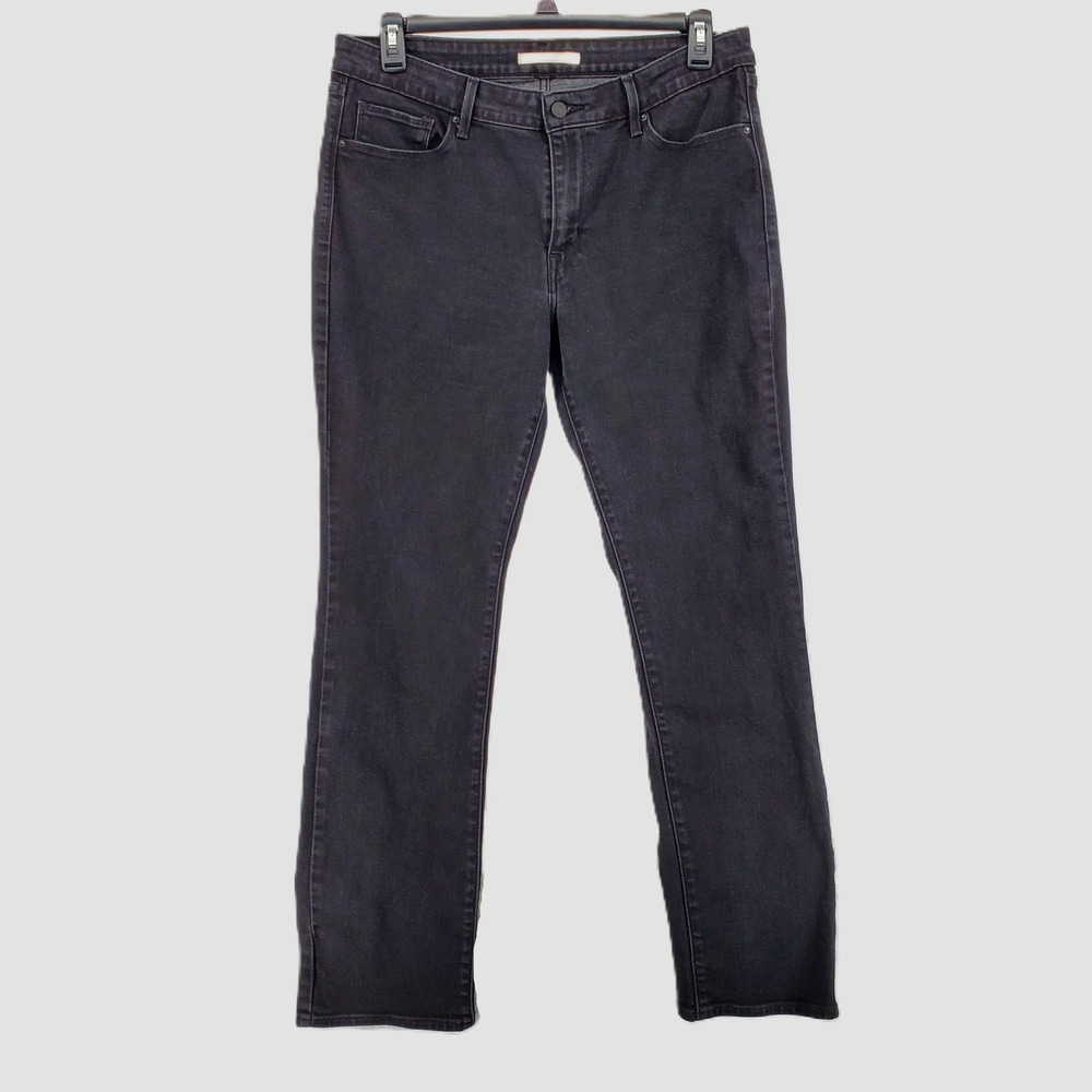 Levis Mid Rise Skinny Jeans Womens 16M Black Dark Wash Stretch Denim Pre-Owned